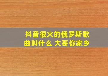 抖音很火的俄罗斯歌曲叫什么 大哥你家乡